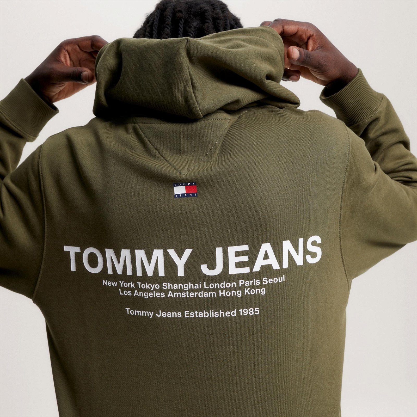 Tommy Jeans Regular Entry Graphic Hoodie Erkek Yeşil Sweatshirt
