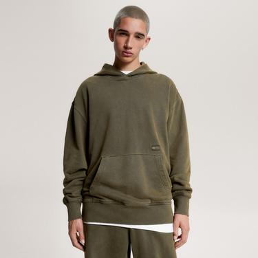  Tommy Jeans Relax Tonal Badge Hoodie Erkek Yeşil Sweatshirt
