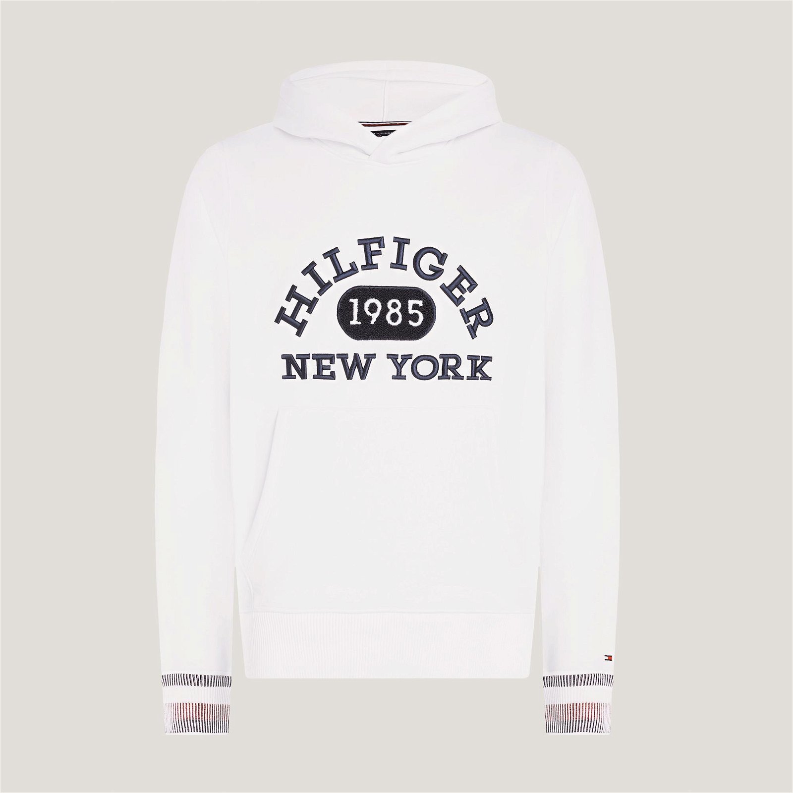 Tommy Hilfiger Monotype Collegiate Hoodie Erkek Beyaz Sweatshirt