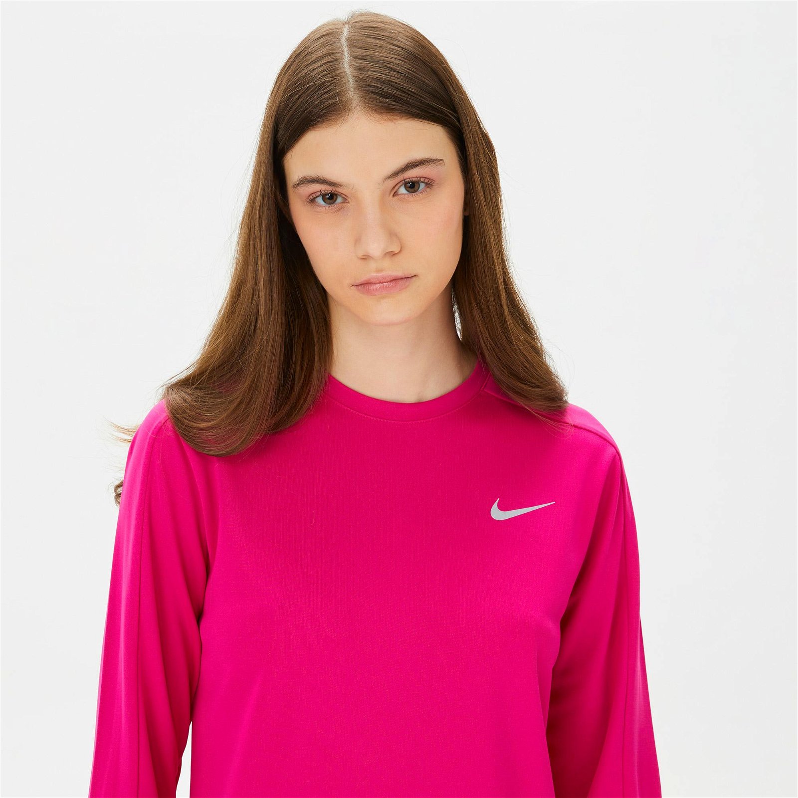 Nike Dri-FIT Pacer Crew Kadın Pembe Uzun Kollu T-Shirt
