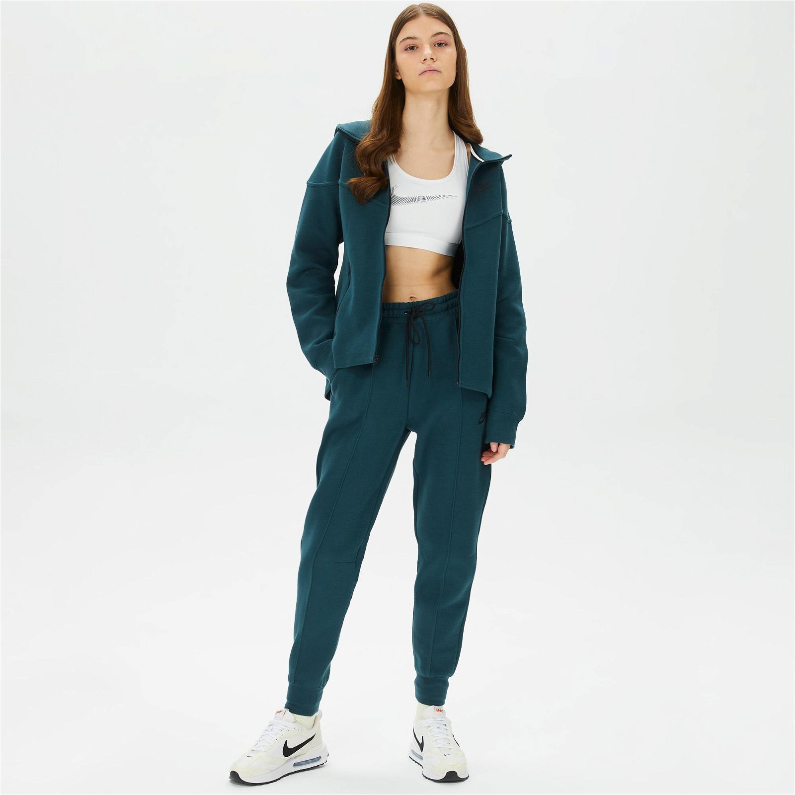 Nike Sportswear Tech Fleece Windrunner Full Zip Kadın Yeşil Sweatshirt