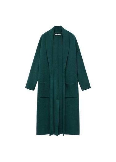  Mango Kadın Cepli Oversize Triko Palto Yeşil