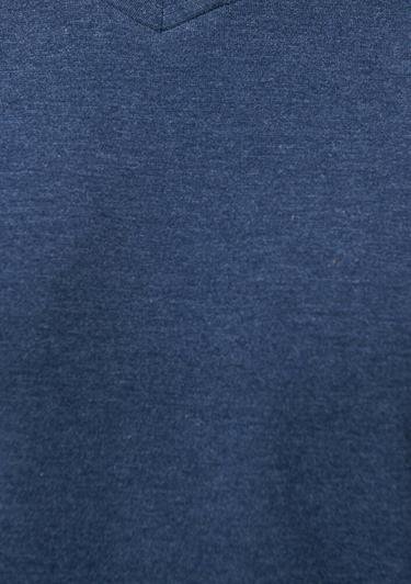  Mavi V Yaka Streç Mavi Basic Tişört Fitted / Vücuda Oturan Kesim 061748-18790