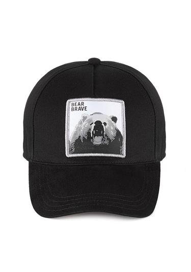  Mavi Ayı Baskılı Siyah Şapka 091891-900