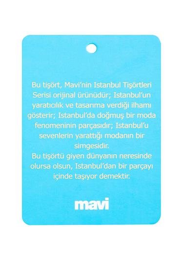  Mavi İstanbul Kız Kulesi Baskılı Beyaz Tişört Regular Fit / Normal Kesim 067055-620