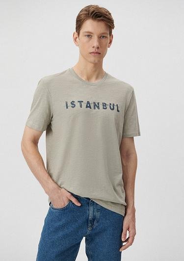  Mavi İstanbul Baskılı Gri Tişört Slim Fit / Dar Kesim 066282-31935