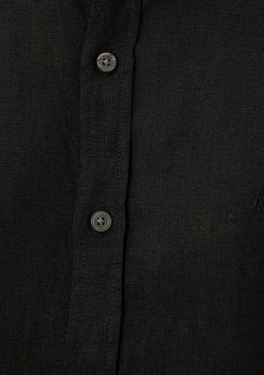  Mavi Siyah Keten Gömlek Slim Fit / Dar Kesim 021190-900