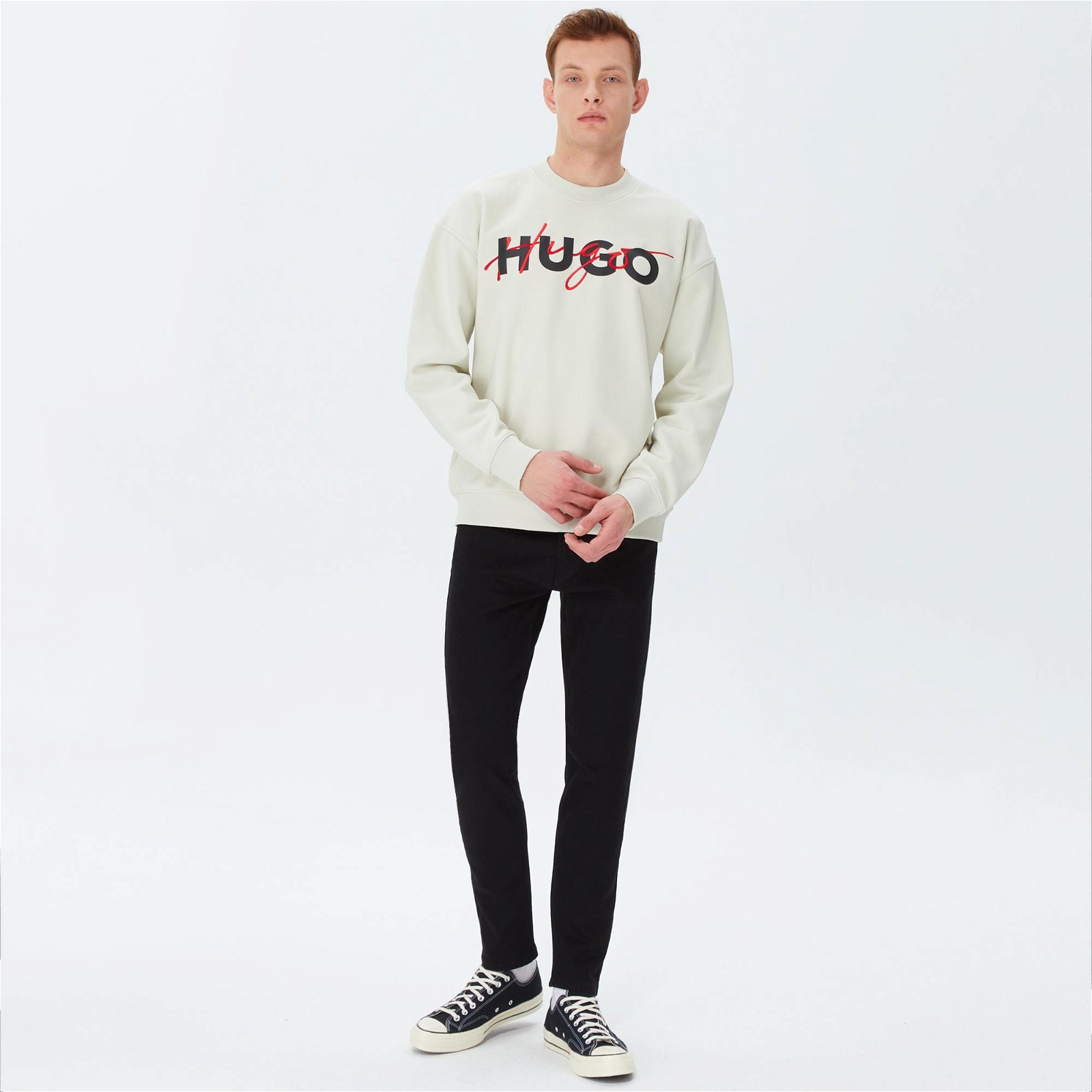 Hugo Droyko Erkek Beyaz Sweatshirt