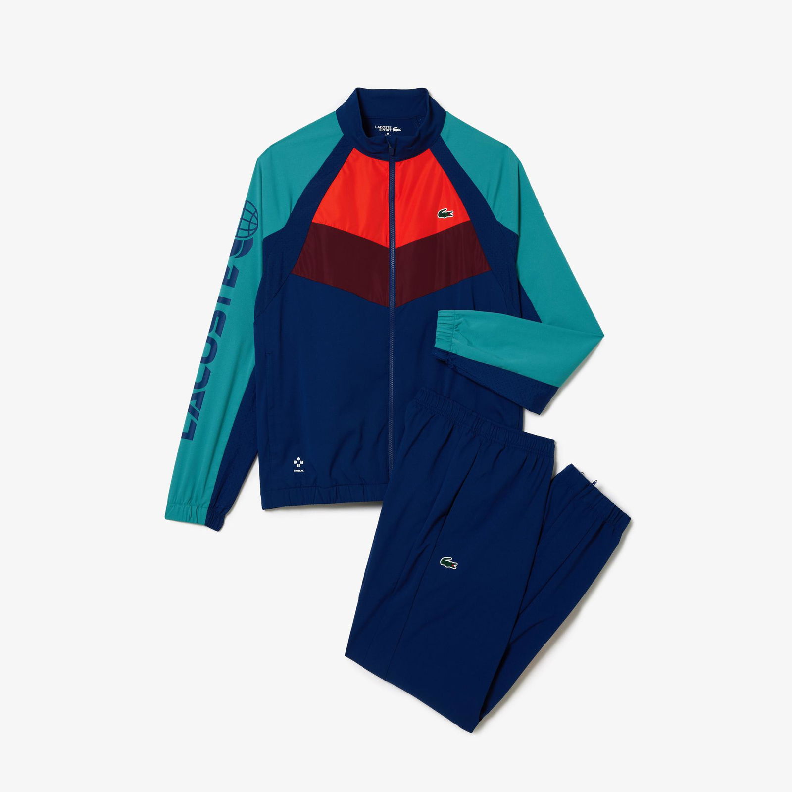 Lacoste SPORT Erkek Regular Fit Uzun Kollu Renk Bloklu Mavi Eşofman Takımı