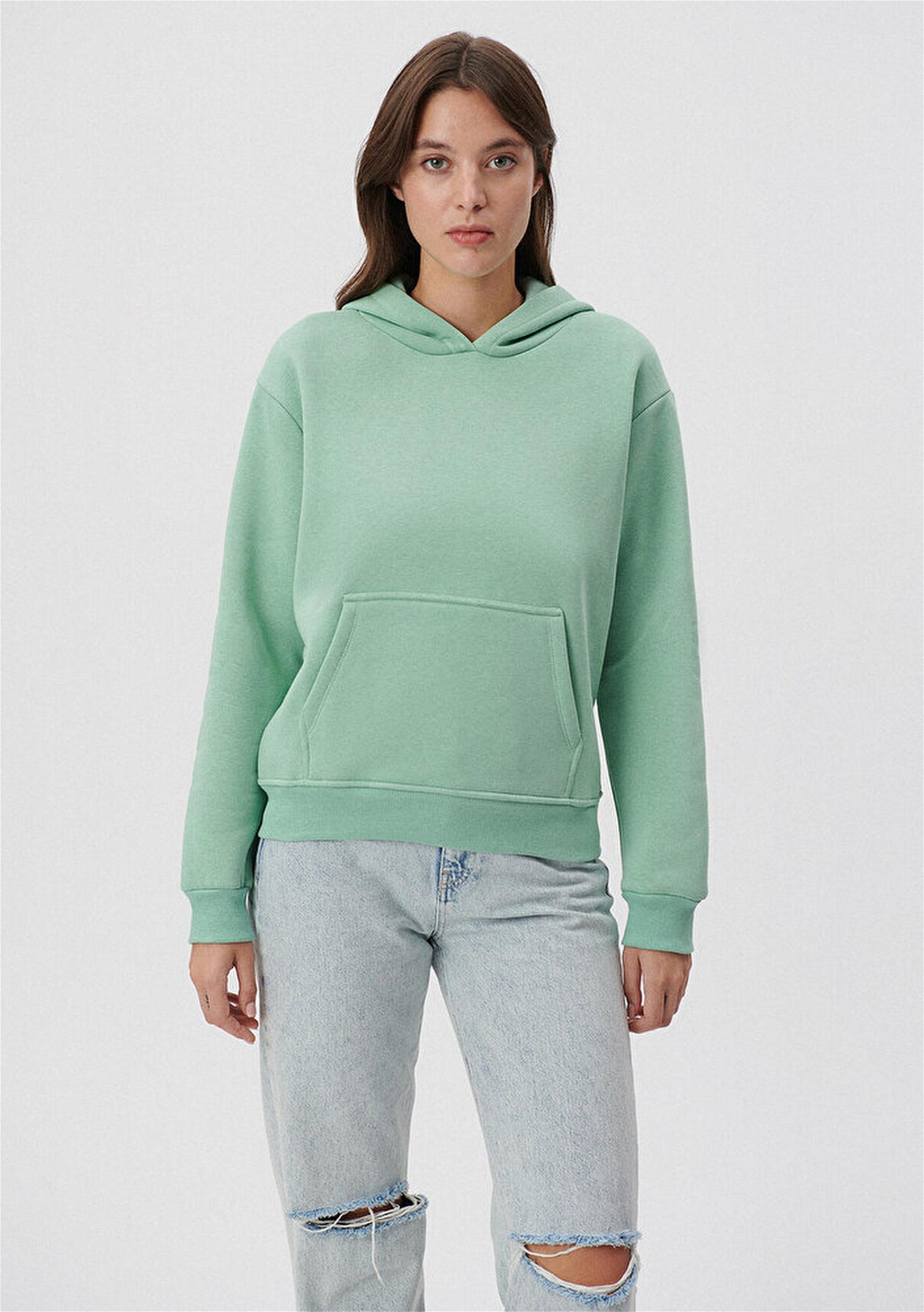 Mavi Kapüşonlu Yeşil Basic Sweatshirt 167299-71791