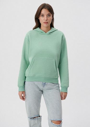  Mavi Kapüşonlu Yeşil Basic Sweatshirt 167299-71791