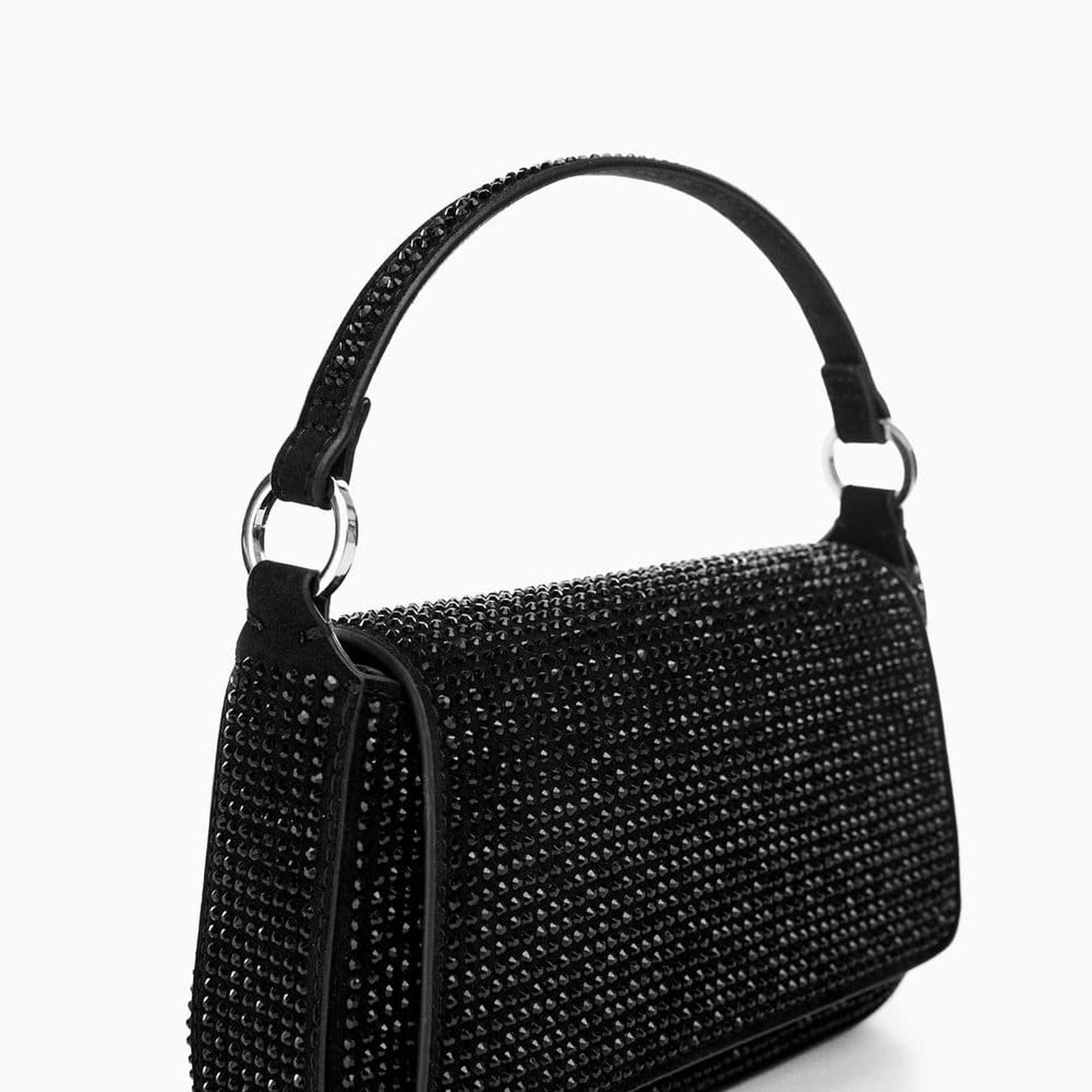Mango Kadın Strass Taşlı Zincirli Mini Çanta Siyah