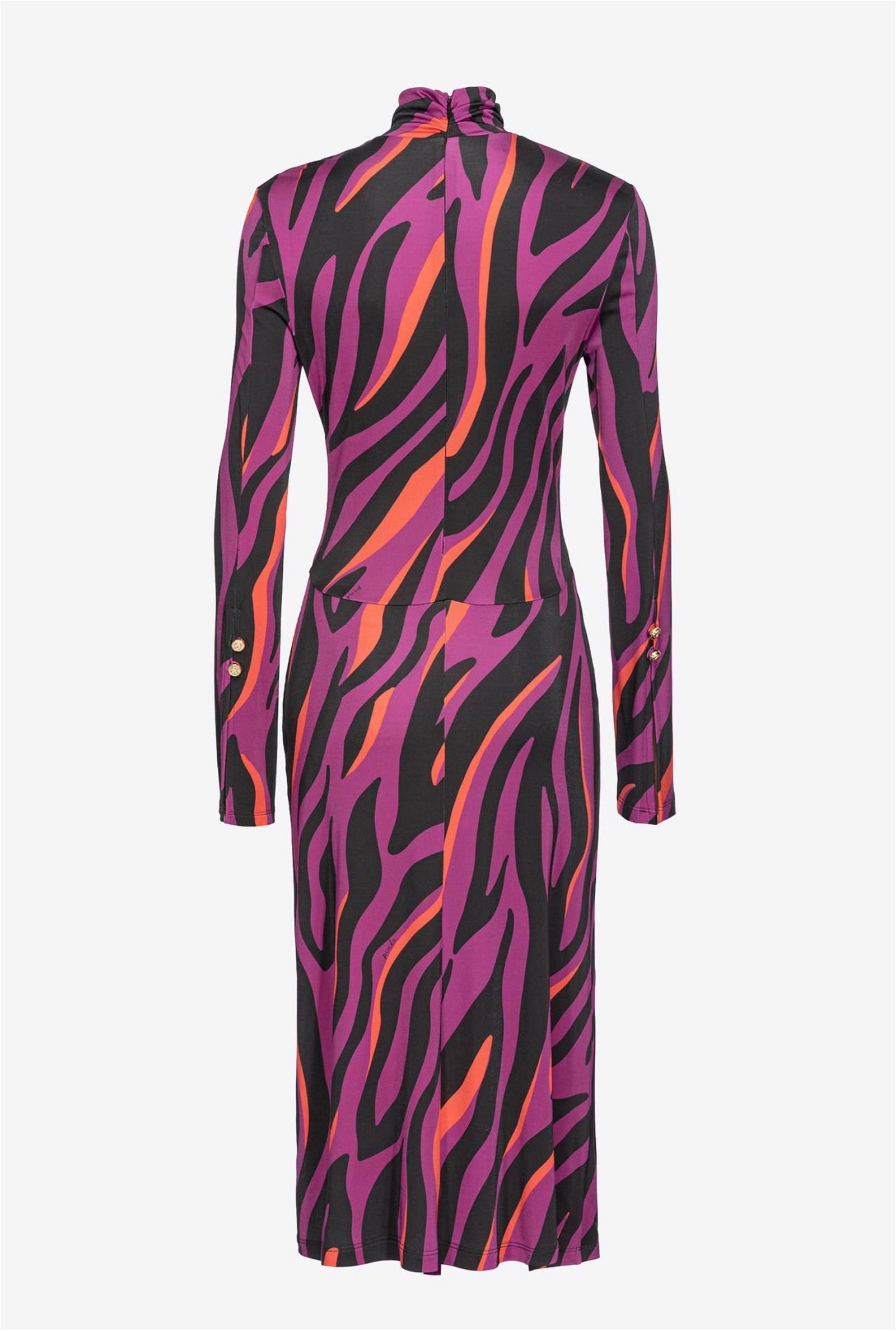PINKO Kadın Slim Fit Zebra Desenli Renkli Elbise