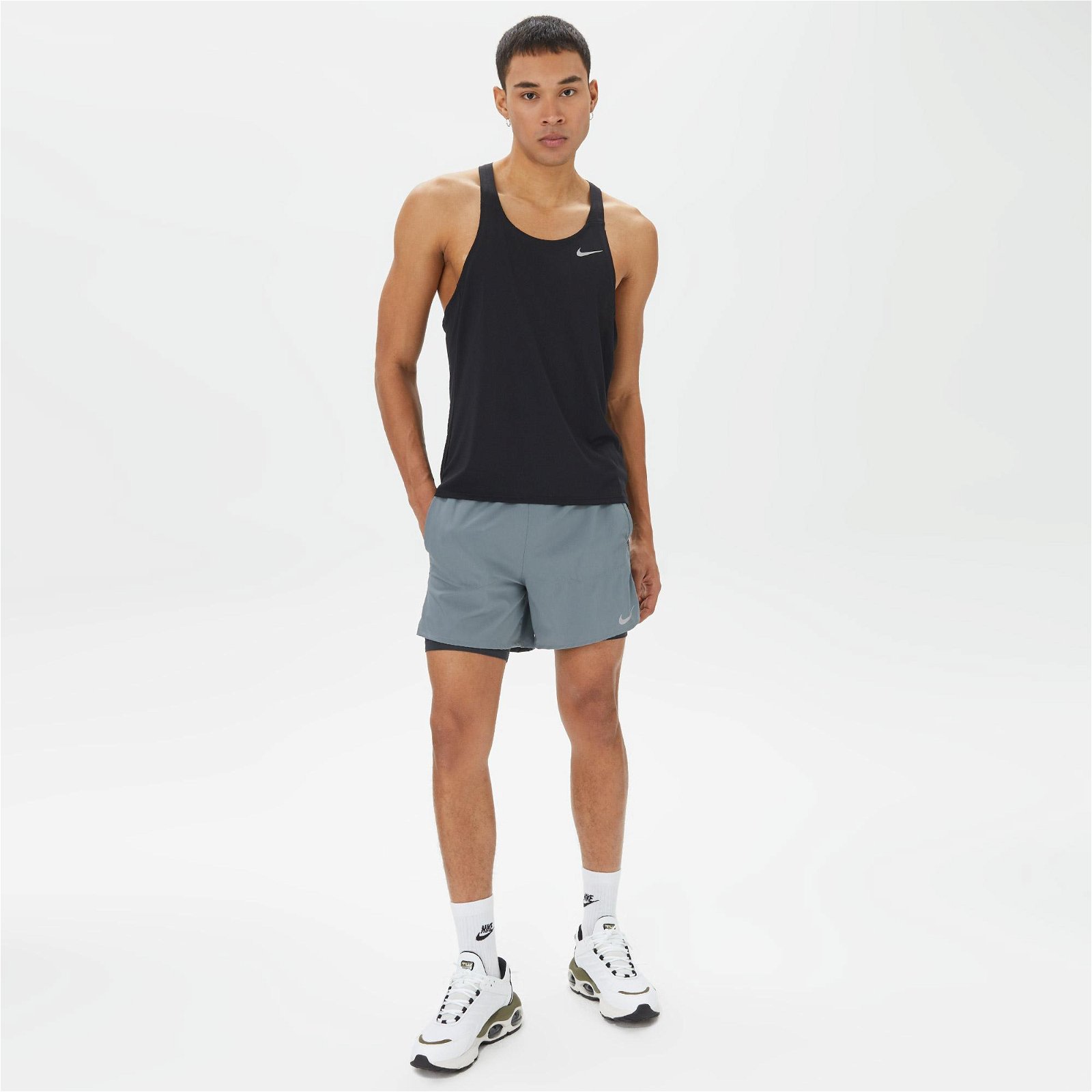 Nike Dri-FIT Fast Singlet Erkek Siyah Kolsuz T-Shirt