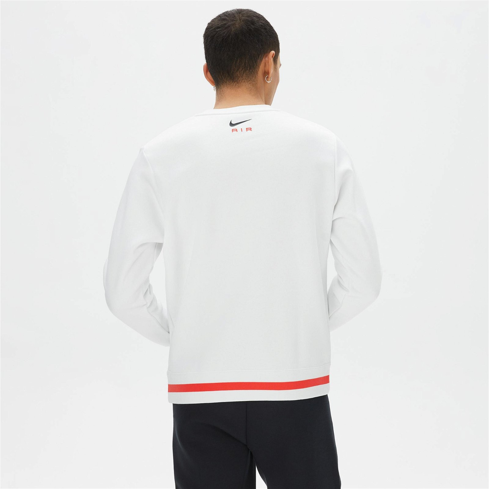 Nike Sportswear Swoosh Air Crew Fleece Erkek Beyaz Sweatshirt