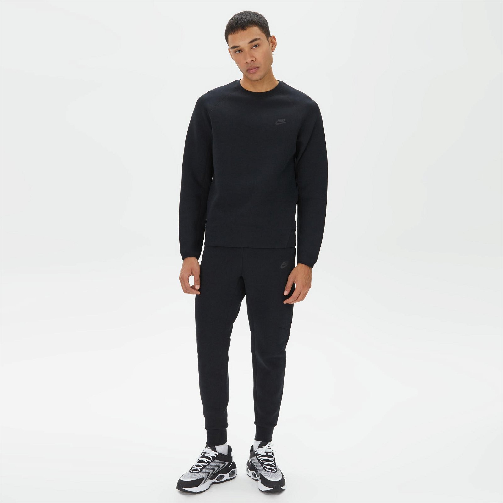 Nike Tech Fleece Crew Erkek Siyah Uzun Kollu Sweatshirt