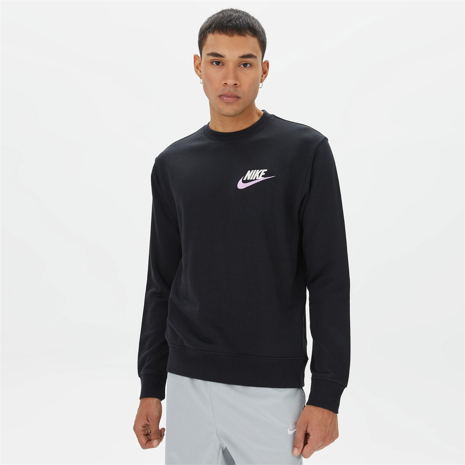 Nike Club+ Fit Crew Erkek Siyah Uzun Kollu T-Shirt