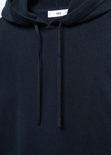  Mango Kadın Pamuk Ve Keten Kapüşonlu Pijama Sweatshirt Lacivert