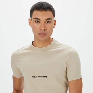 Calvin Klein Jeans Institutional Erkek Bej T-Shirt