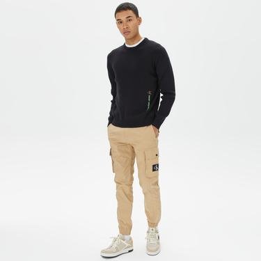  Calvin Klein Jeans Vertical Institutional Erkek Siyah Sweatshirt