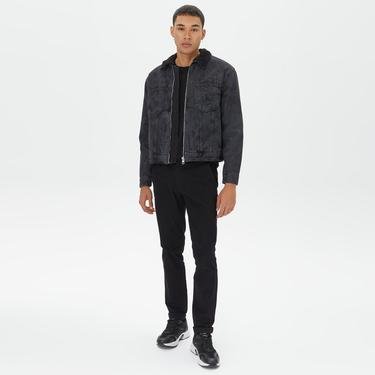  Calvin Klein Jeans Regular Sherpa Denim Zip Erkek Gri Mont