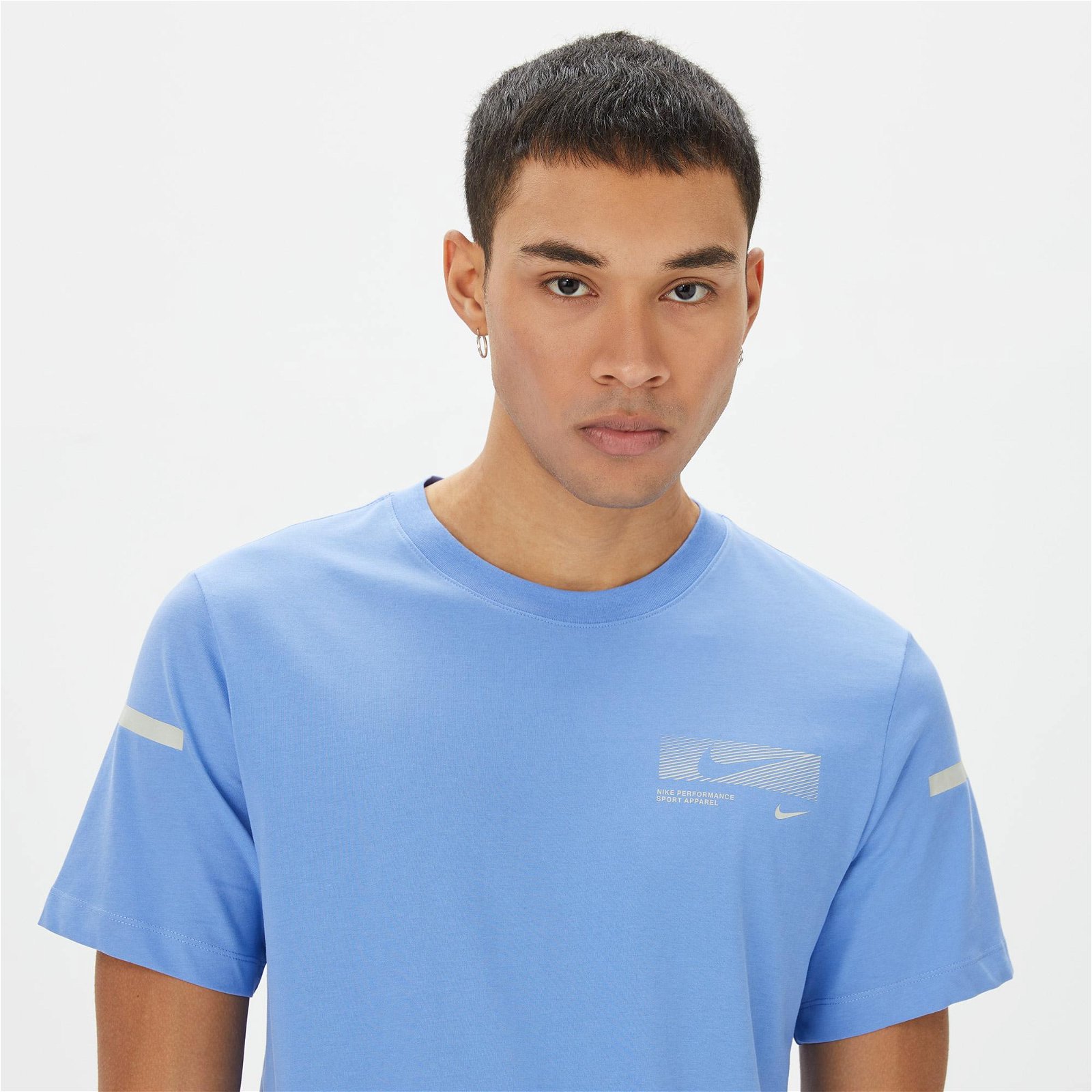 Nike Dri-FIT Flash Erkek Mavi T-Shirt
