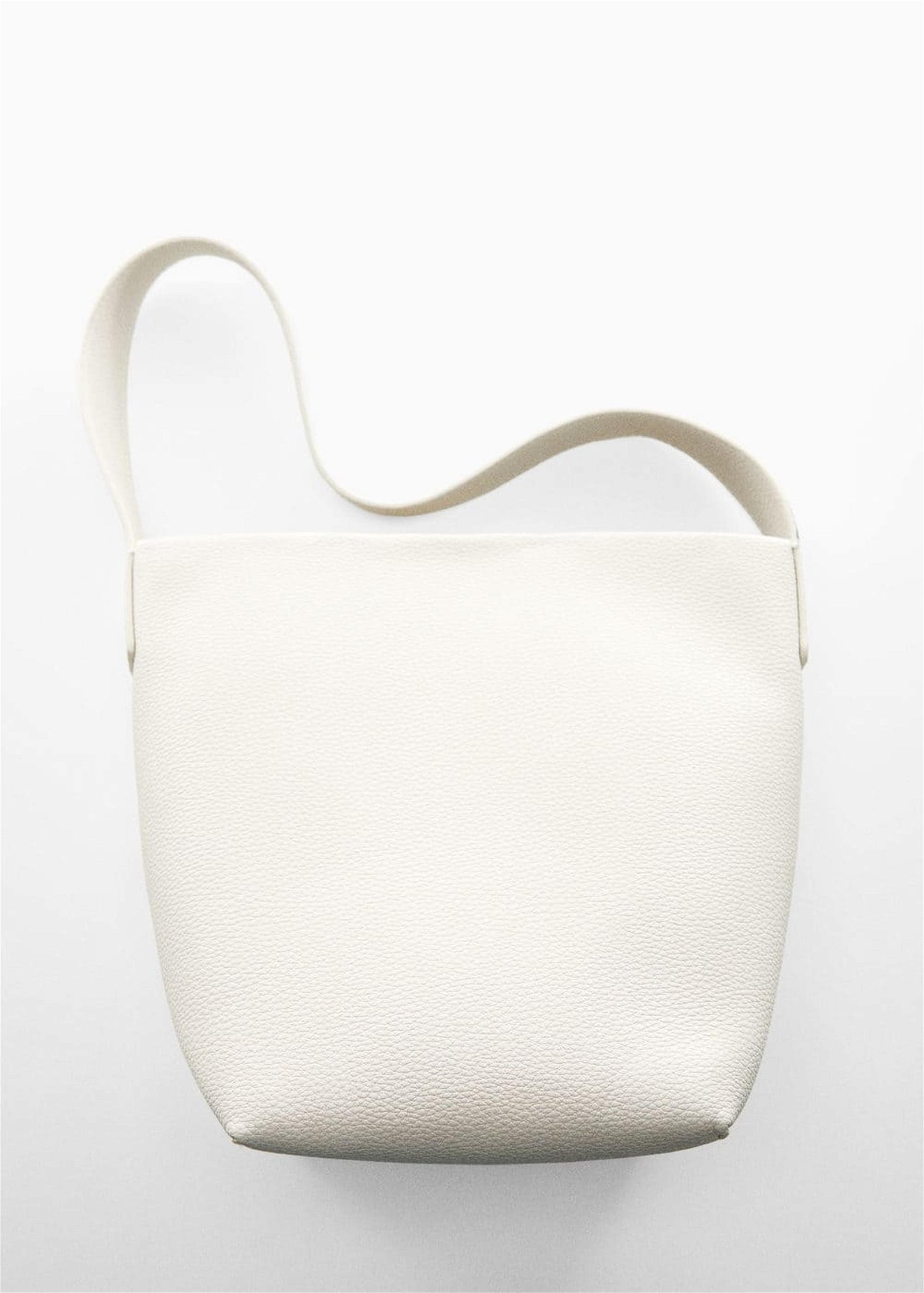 Mango Kadın Deri Görünümlü Bucket Çanta Kırık Beyaz