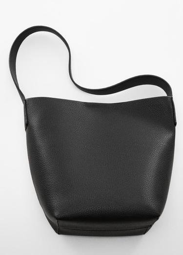  Mango Kadın Deri Görünümlü Bucket Çanta Siyah
