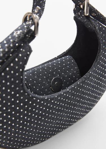  Mango Kadın Sert Parlak Denim Çanta Koyu Mavi
