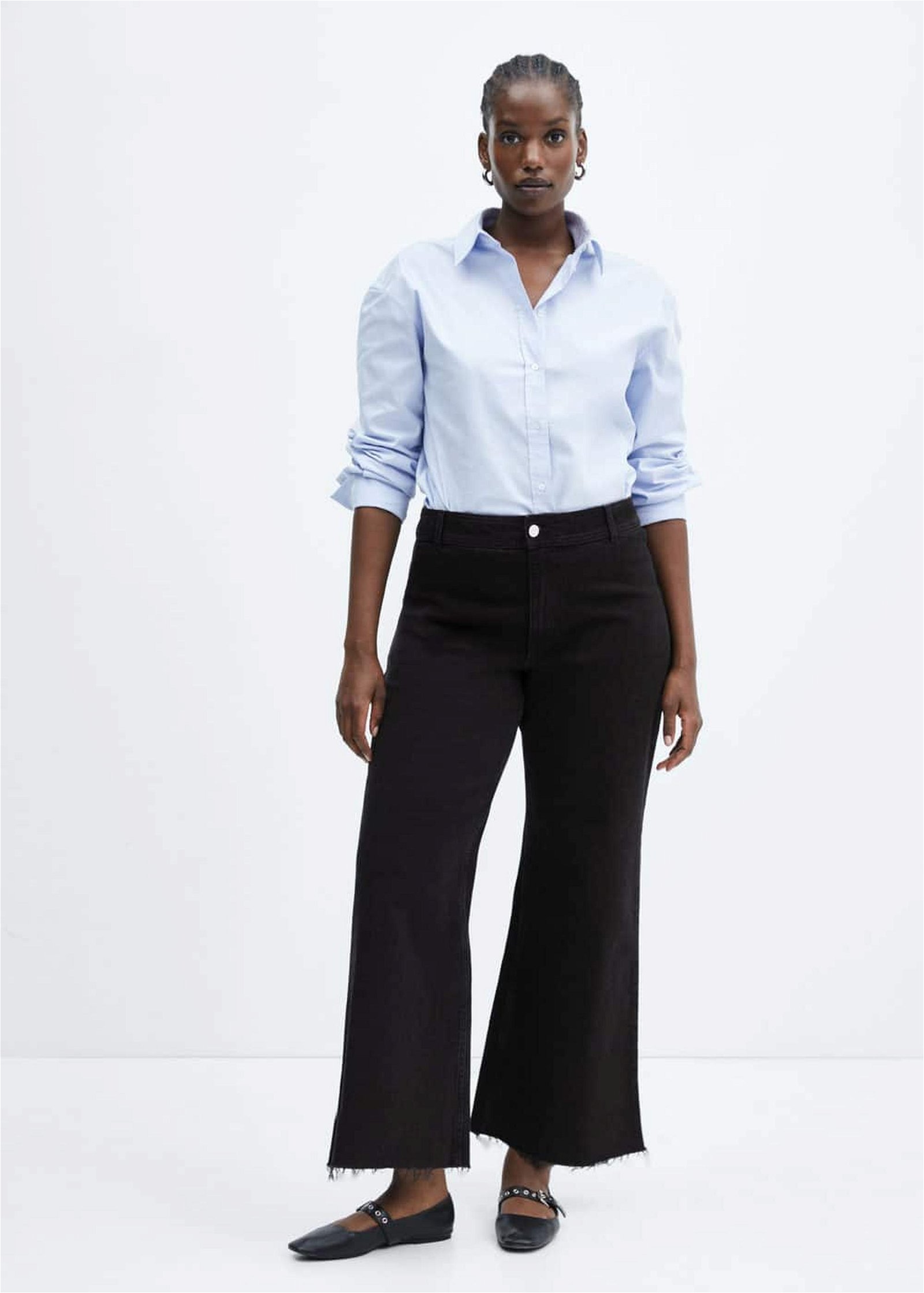 Mango Kadın Yüksek Bel Culotte Jean Pantolon Siyah Denim