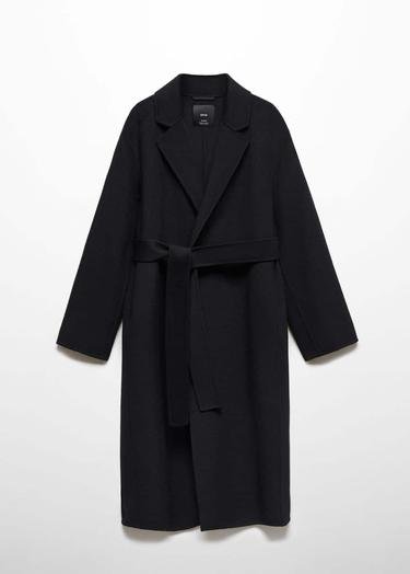  Mango Kadın Kemerli El Yapımı Palto Siyah