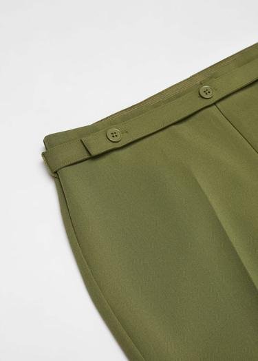  Mango Kadın Kemerli Düz Kesim Pantolon Yeşil
