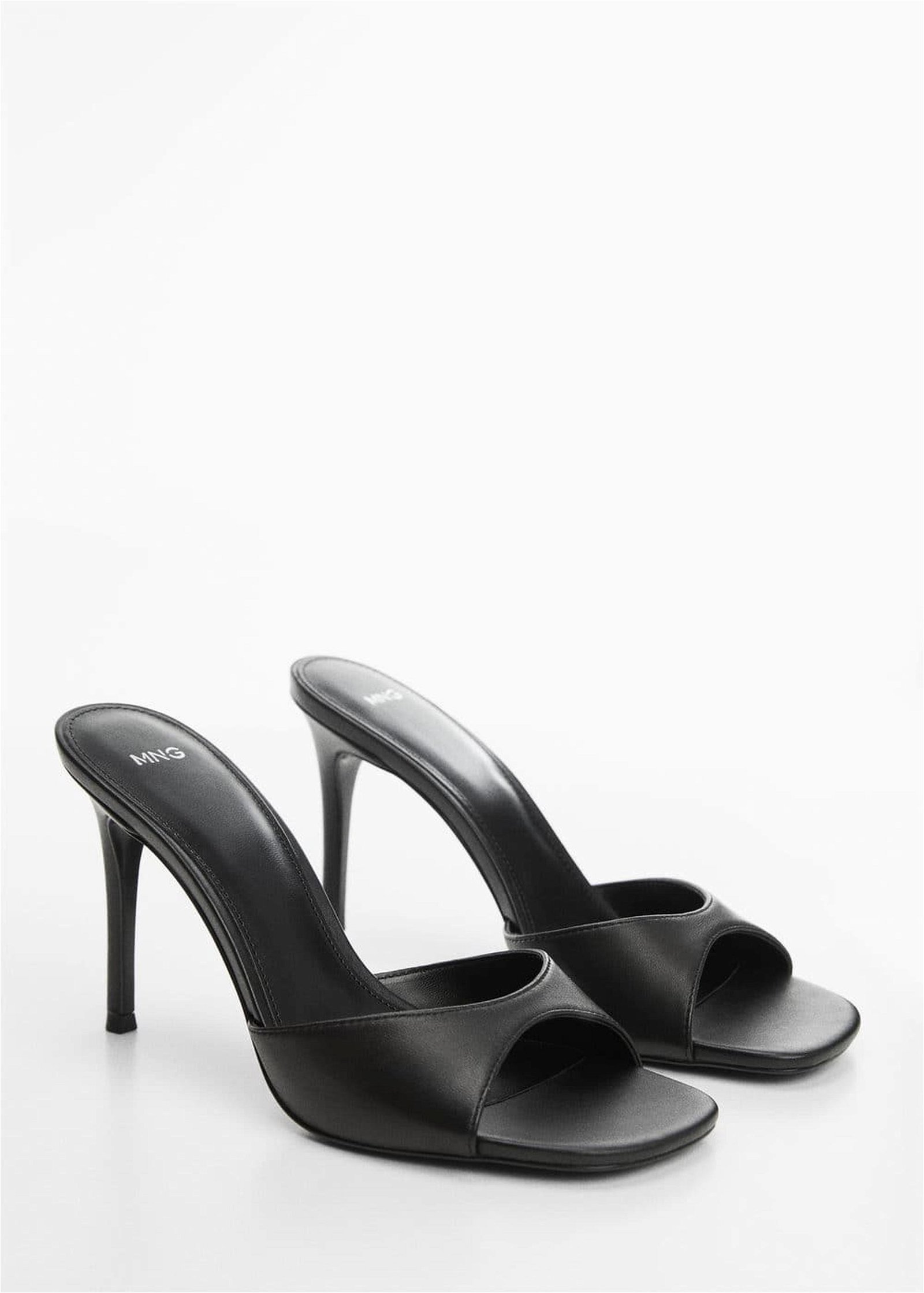 Mango Kadın Topuklu Deri Sandalet Siyah