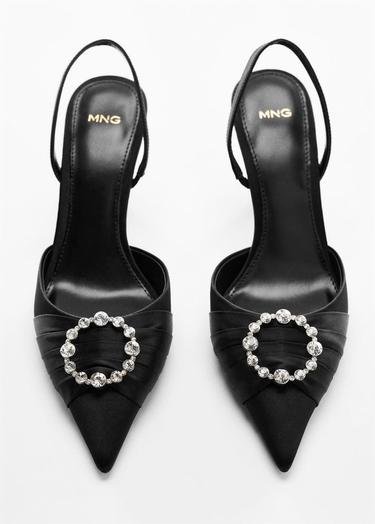  Mango Kadın Mücevher Topuklu Ayakkabı Siyah