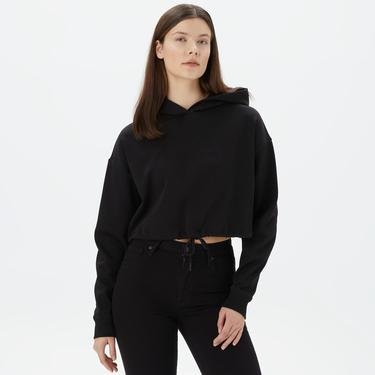  Calvin Klein Jeans Embossed Monologo Hoodie Kadın Siyah Sweatshirt