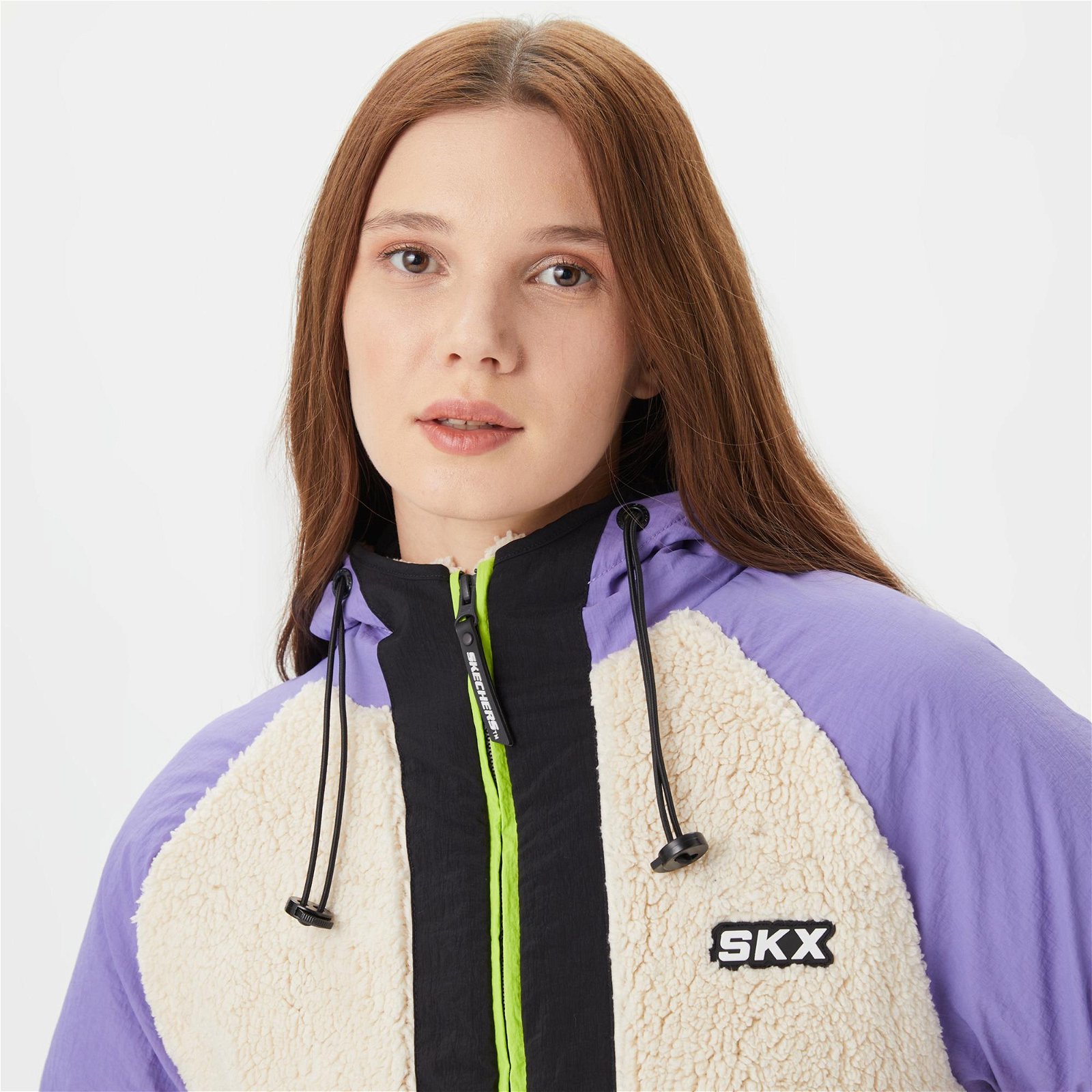 Skechers W Outdoor Fleece Full Zip Sherpa Kadın Beyaz Ceket