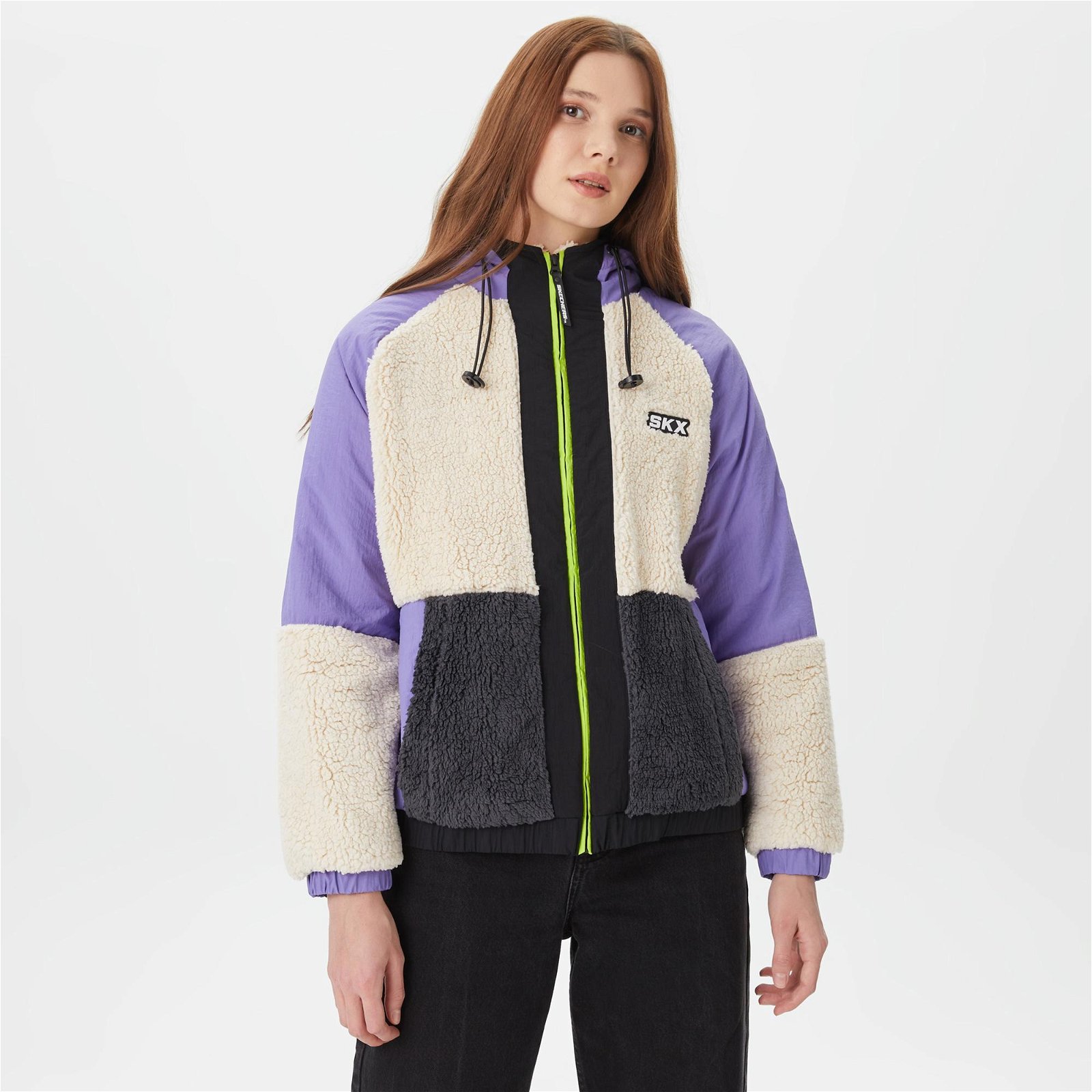 Skechers W Outdoor Fleece Full Zip Sherpa Kadın Beyaz Ceket