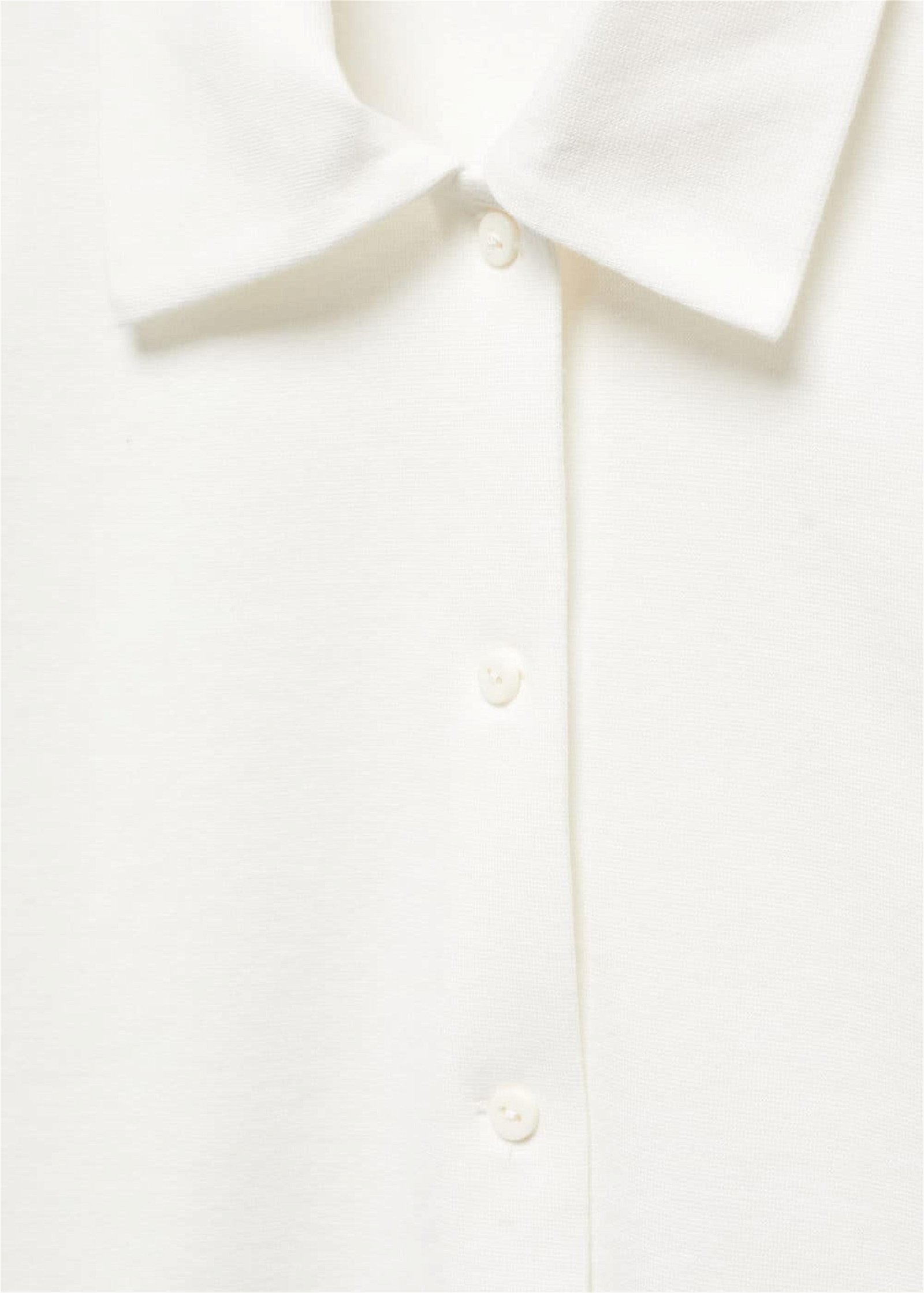 Mango Kadın Düğümlü Koton Gömlek Kırık Beyaz