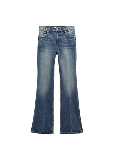  Mango Kadın İspanyol Paça Yüksek Bel Jean Pantolon Koyu Vintage Mavi