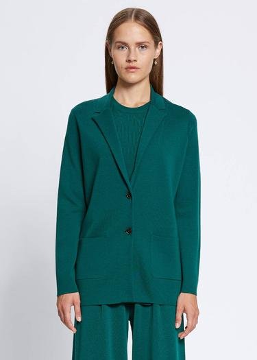  Knitss Extrafıne Merino Yün Yeşil Triko Blazer Ceket