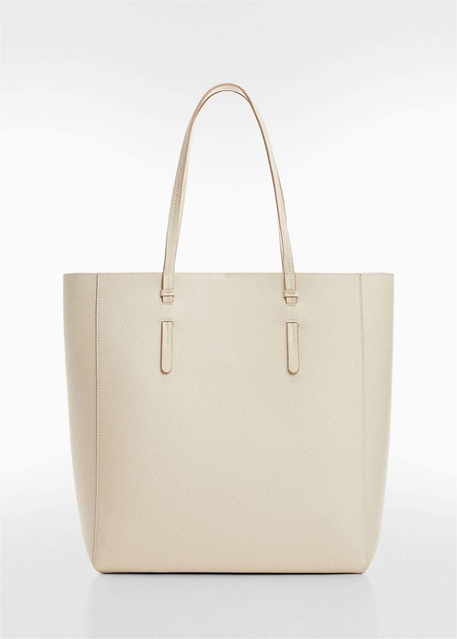 Mango Kadın Deri Görünümlü Shopper Çanta Kırık Beyaz