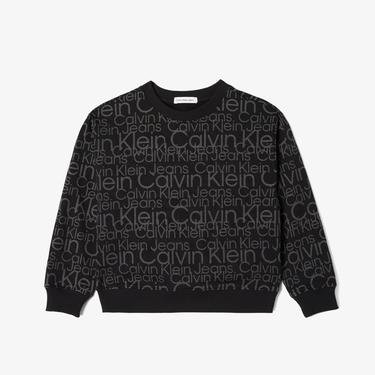  Calvin Klein Jeans Glow In The Dark Aop Crewneck Çocuk Siyah Sweatshirt