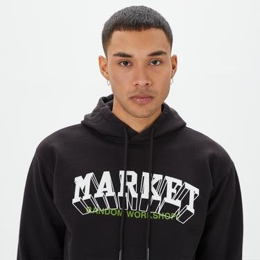  Market Super Market Pullover Hoodie Erkek Siyah Sweatshirt