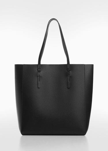  Mango Kadın Deri Görünümlü Shopper Çanta Siyah