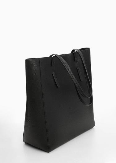  Mango Kadın Deri Görünümlü Shopper Çanta Siyah