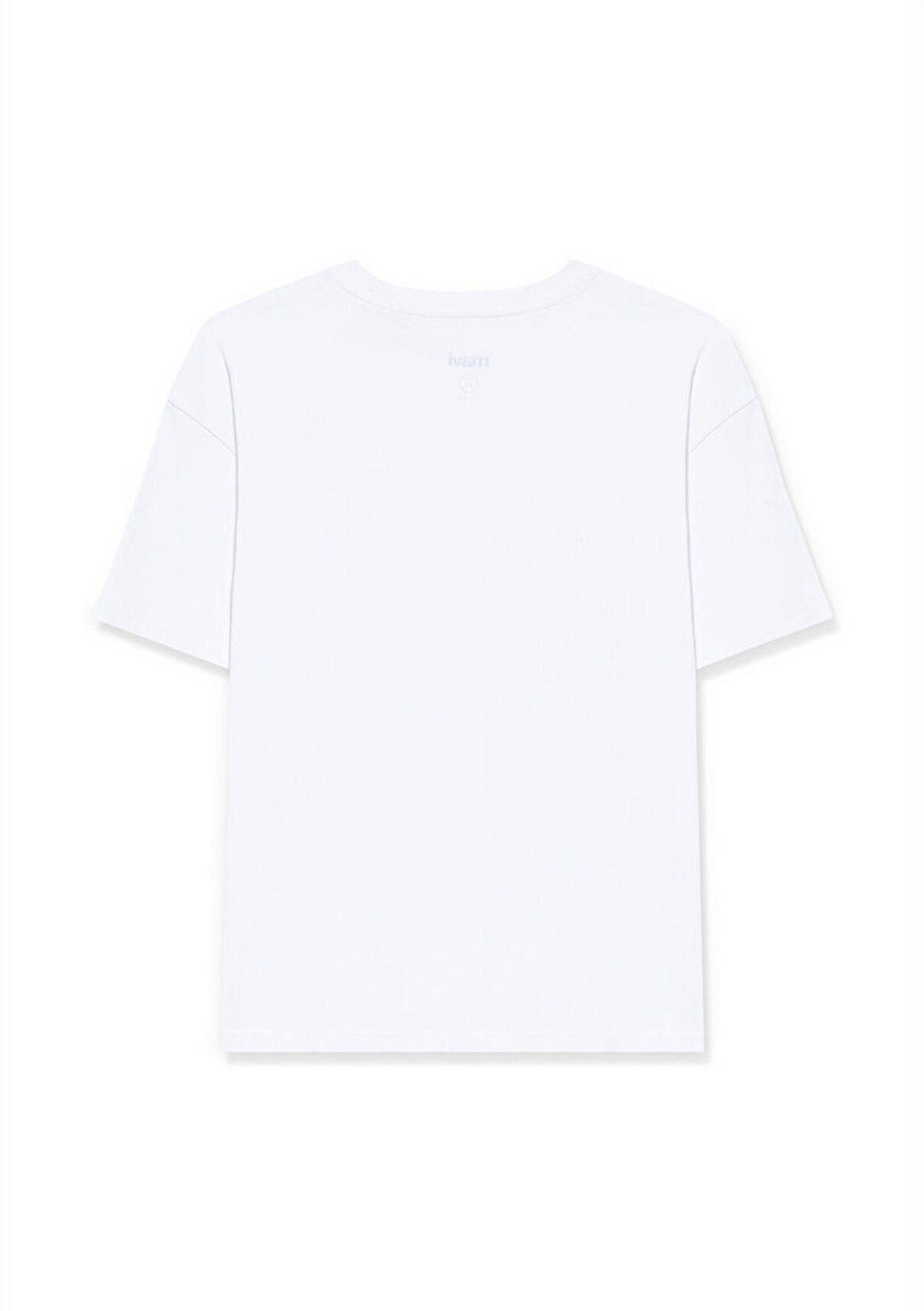 Mavi Beyaz Basic Tişört Loose Fit / Bol Rahat Kesim 6610185-620