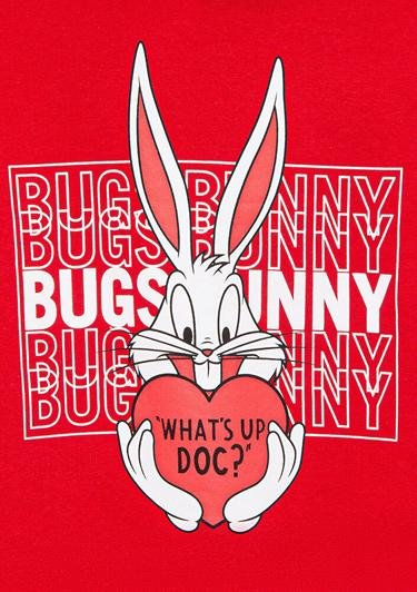  Mavi Bugs Bunny Baskılı Fermuarlı Kırmızı Sweatshirt 7S10036-70471