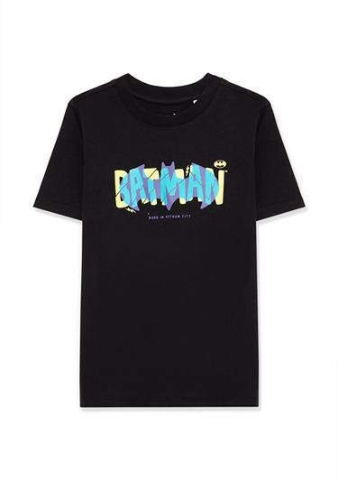  Mavi Batman Baskılı Siyah Tişört Regular Fit / Normal Kesim 6610158-900