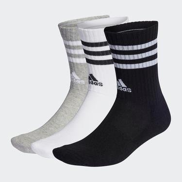  adidas Crew 3'lü Unisex Beyaz/Siyah/Gri Çorap