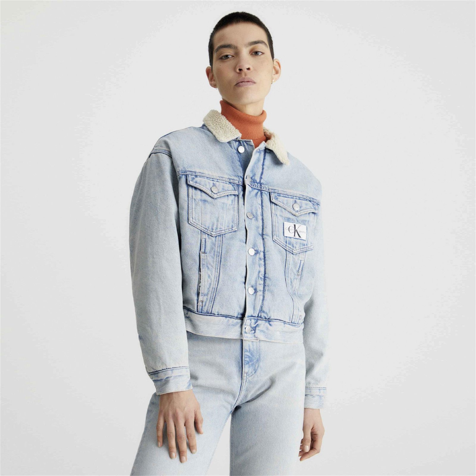 Calvin Klein Jeans Sherpa Denim Kadın Mavi Mont